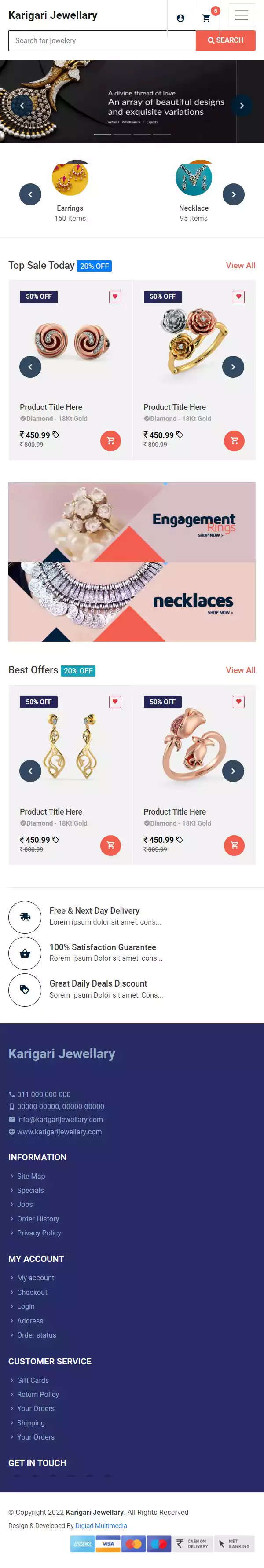 Jewellery Collection ecommerce website theme preview