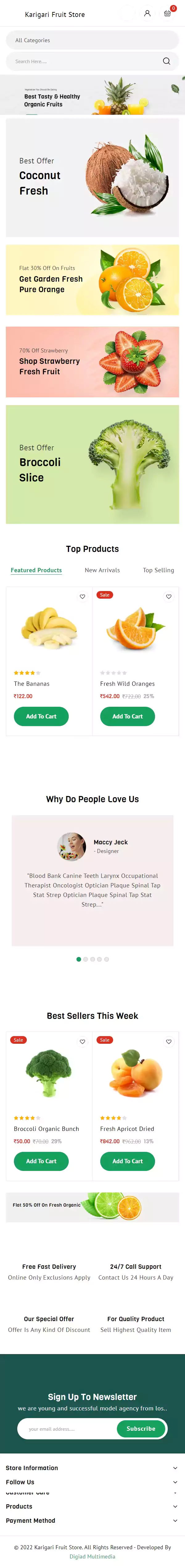 Grocery & Fruits ecommerce website theme preview