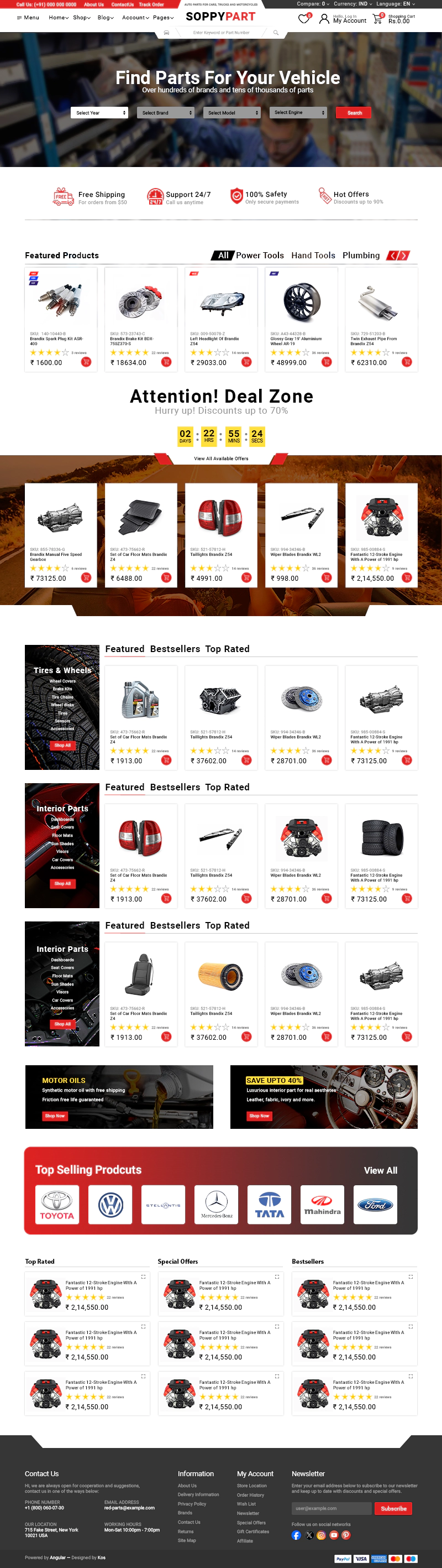 Auto Spare Parts ecommerce website theme preview
